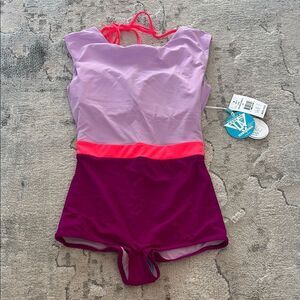 Purple and Pink One Piece Swimsuit with Supportive Fit